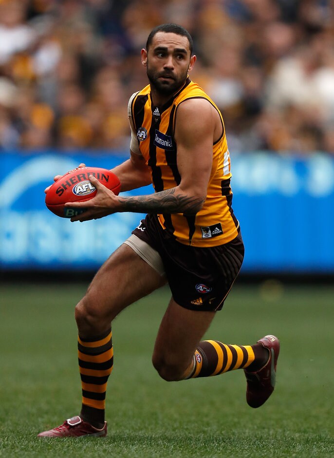 AFL 2016 Rd 21 - Hawthorn v North Melbourne MELBOURNE, AUSTRALIA - AUGUST 13: Shaun Burgoyne of the Hawks in action during the 2016 AFL Round 21 match between the Hawthorn Hawks and the North Melbourne Kangaroos at the Melbourne Cricket Ground on August 13, 2016 in Melbourne, Australia. (Photo by Michael Willson/AFL Media)